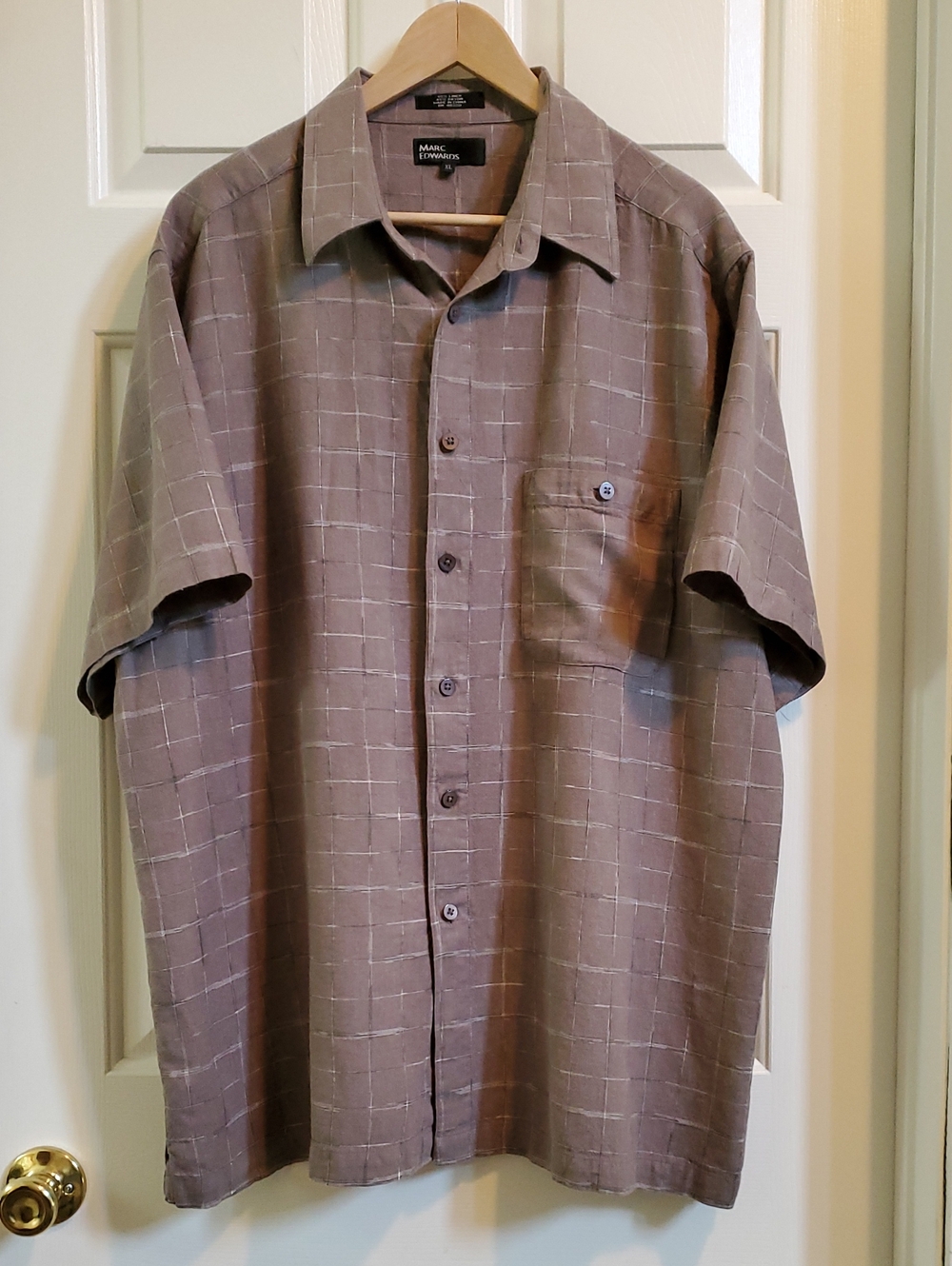 Marc Edwards Taupe Short-Sleeve Button-Down Shirt - Windowpane